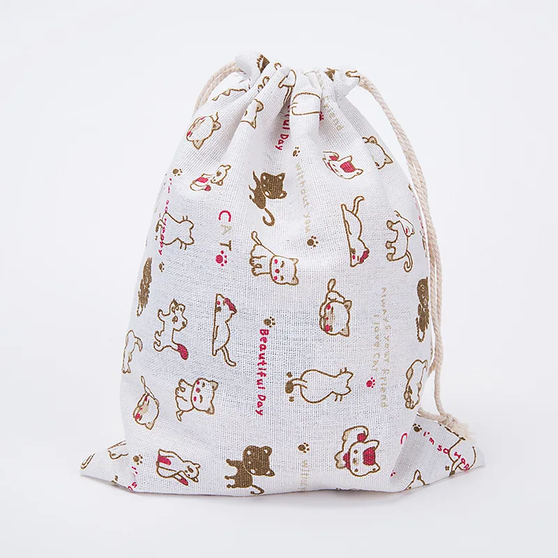 Мужская и женская модная мини-косметичка Жесткая Сумка из хлопка льна на шнурке с