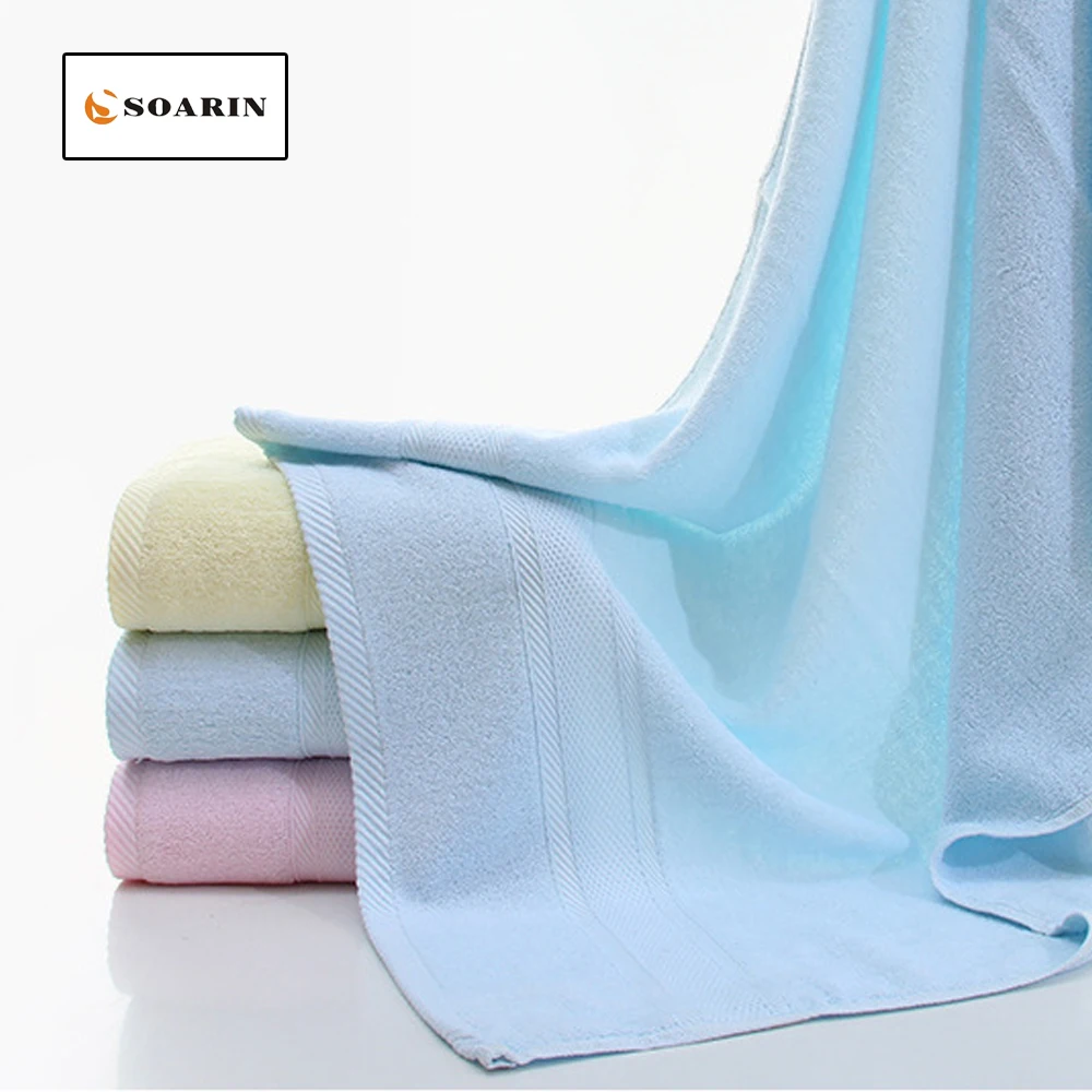 

SOARIN Solid Printed 100% Cotton Large Bath Towel Toalha De Banho Absorvente Quick Dry Towel Home Toalhas De Banho Adulto Toalla
