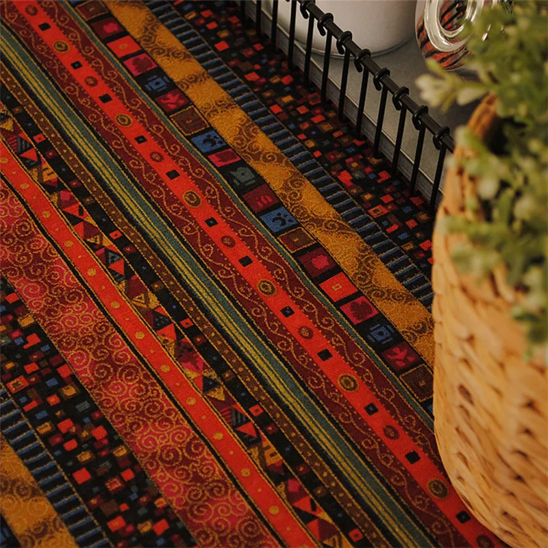 

Bohemian Style Stripe Thin Cotton+Linen Tablecloth / Lace table cloth for Dining Table Tea Towel Accept Customized 8 Sizes