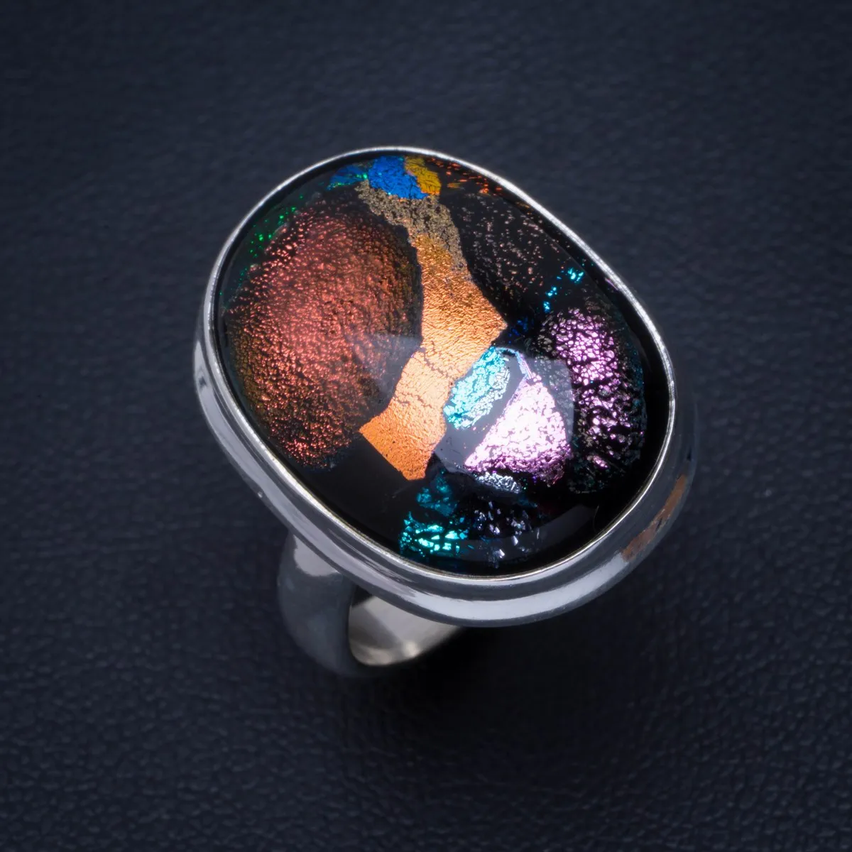 Природный Радуга двухцветное стекло ручной работы уникальные кольцо из