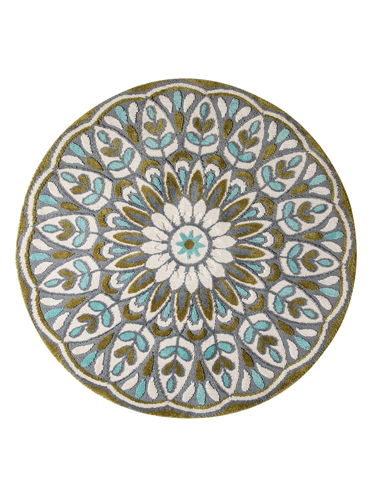 

New Bohemian Style Circular Carpet Living Room Bedroom Coffee Table Cloakroom Rugs American Rural Style Weaving Carpets
