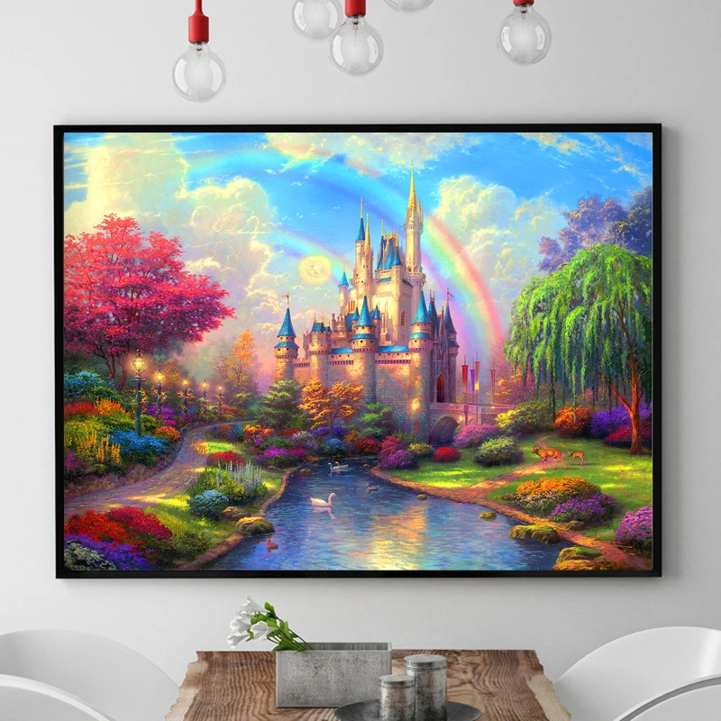 Zozack 119x89cm набор для вышивания DIY DMC Замок Радуга мулине Пейзажная живопись