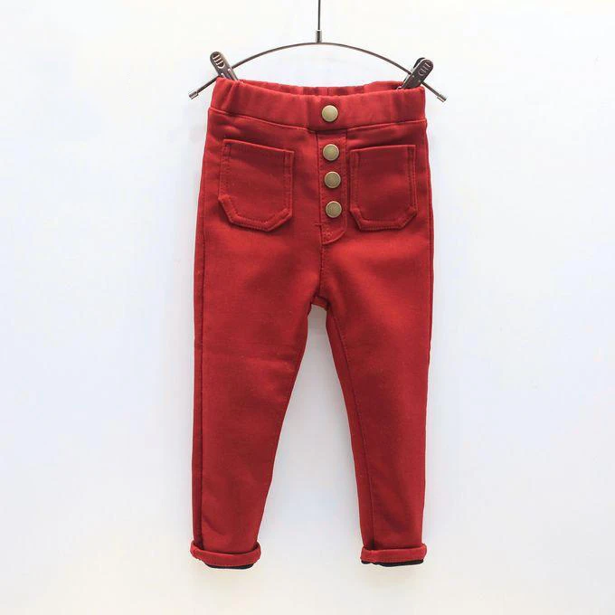 

2019 winter item girl thick fashion pencil pant kids warm trousers