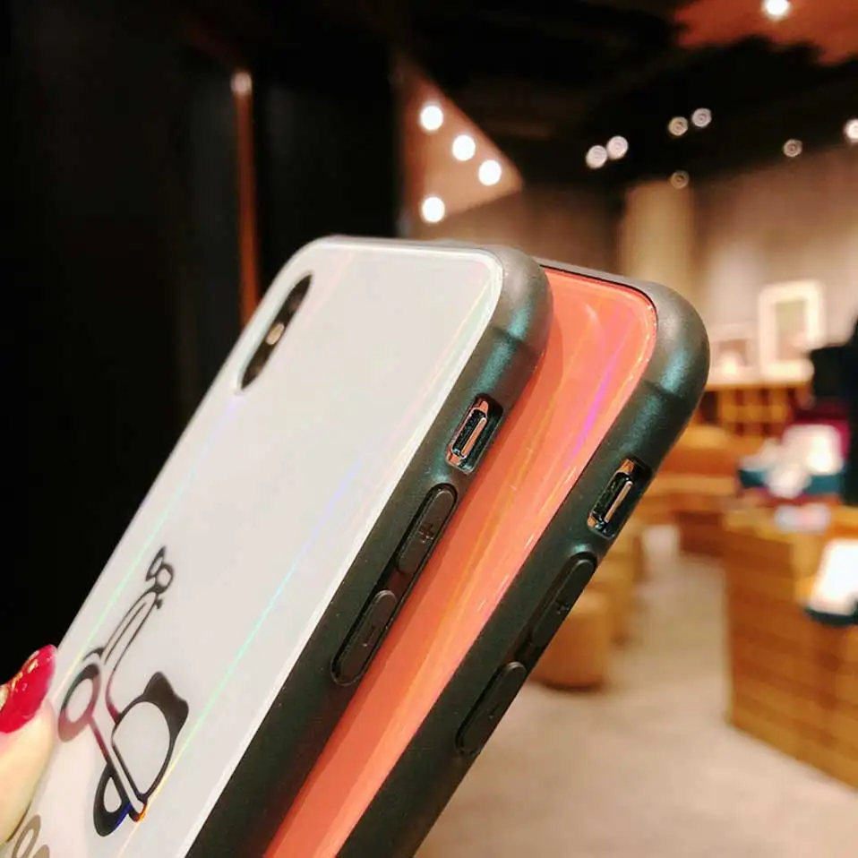 Стекло милый мультфильм капля чехол для телефона iphone 6 6S 7 8 плюс Funda TPU X drop-proof