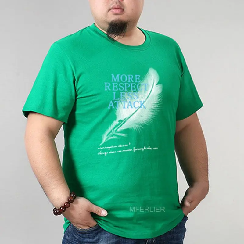 MFERLIER Plus size Summer t shirt men 5XL 6XL 7XL 8XL Bust 140cm Weight 140kg cotton Large 5 colors | Мужская одежда