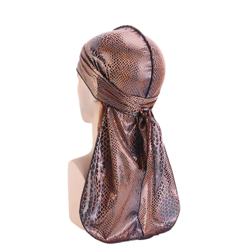 С новым узором под крокодиловую кожу; Durag шелковистые бандана купол Шапка; тюрбан - Цвет: Хаки