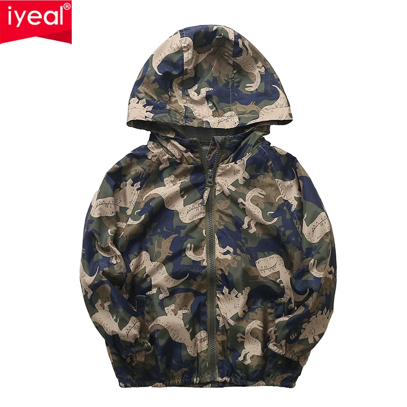 IYEAL ветрозащитная модная камуфляжная одежда с капюшоном рисунком динозавра для