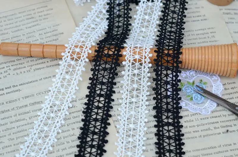 Высококачественные кружевные аксессуары черно-белые двусторонние