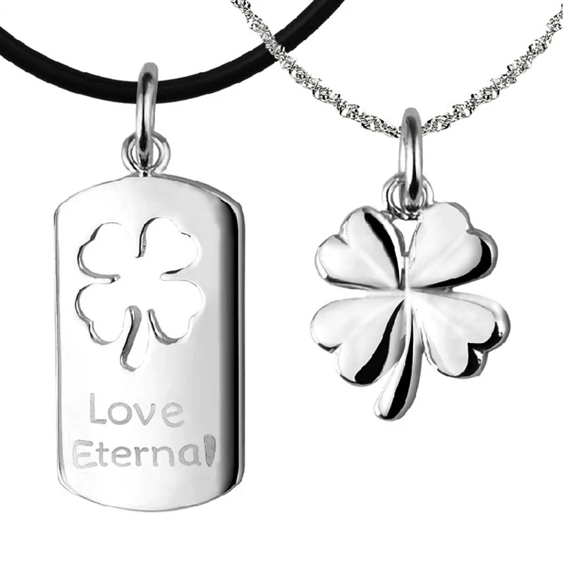 

100% 925 sterling silver romantic love flower lovers`couple pendant necklaces jewelry two short chains wholesale birthday gift