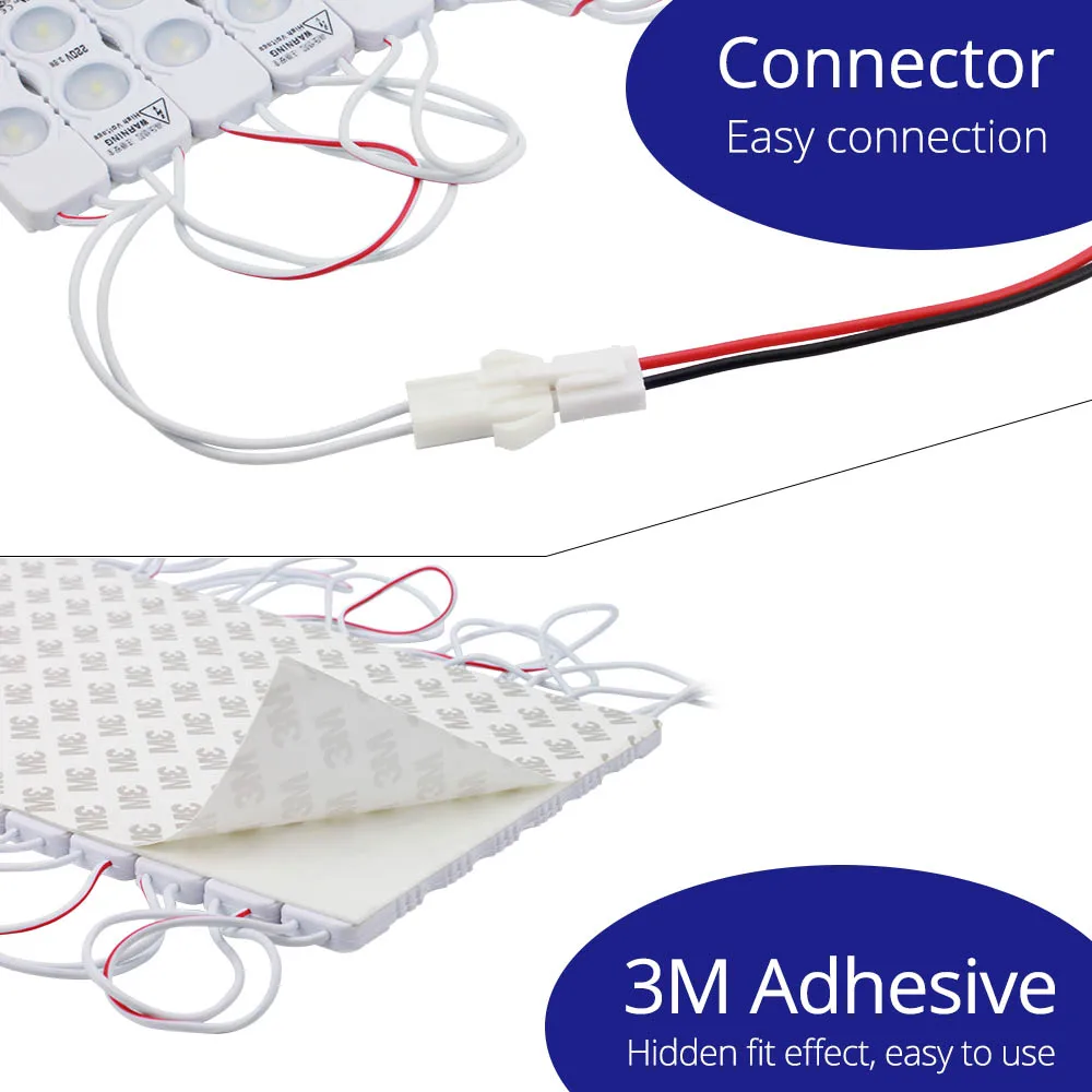 Светодиодный модуль SMD 220 2835 В 3 светодиода 6 светодиодов инъекционный объектив IP65