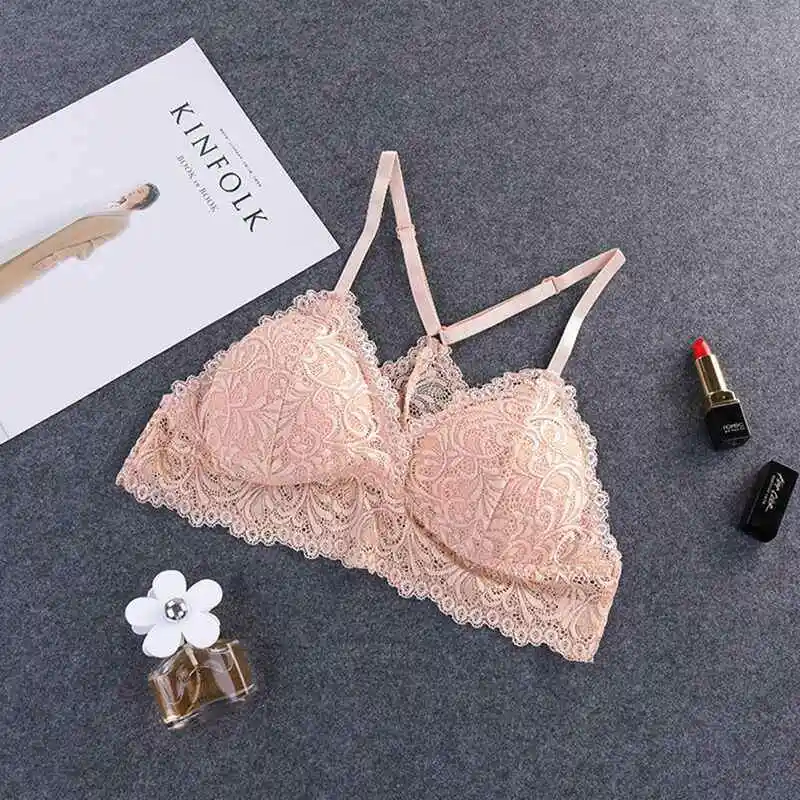 Black Red Lace Bra Women Plus Size Bralette Padded Seamless Female Sexy Cut Out Top Wireless Push Up Bras for |