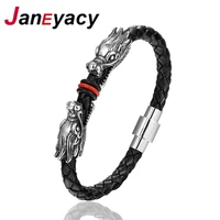 hot high quality bracelet mens stainless steel leather bracelet fashion style magnetic buckle mens bracelet ladies pulseras