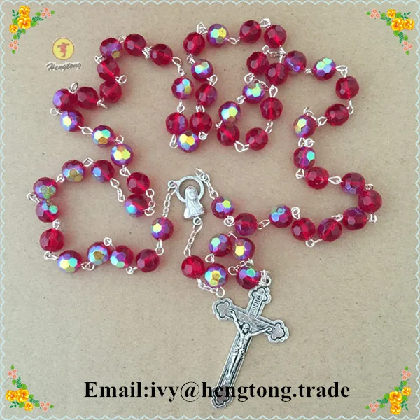 Ожерелье из красного стекла с гранями 8 мм фотоэлемент|rosary necklace|virgin marynecklace necklace |
