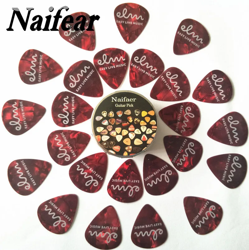 Naifaer 0 46 мм целлюлоидный жемчуг Красная гитара выбирает 24 шт с жестяной коробкой