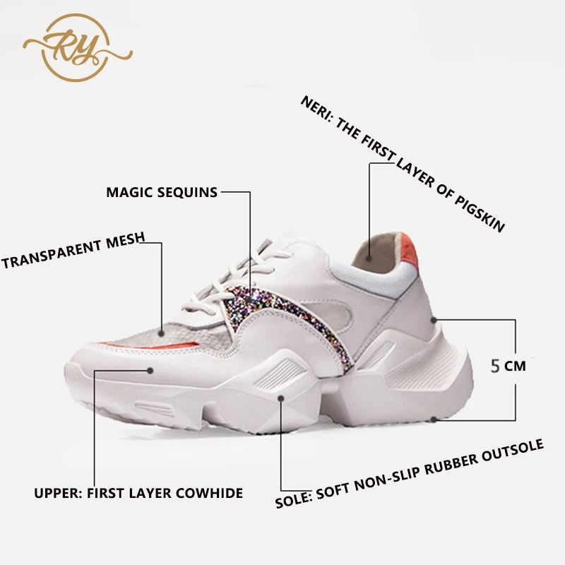 RY-RELAA женские кроссовки 2018 модные на платформе Дизайнерская обувь белая