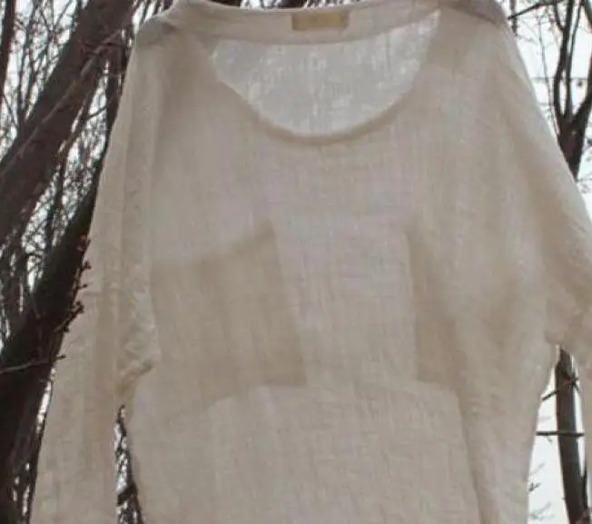 White USWMIE, Весенняя футболка для женщин, стиль Mori Girl, Джокер, карманы, Круглый ворот, длинный рукав, сплошной цвет, хлопок, неровный подол, верх - Цвет: White