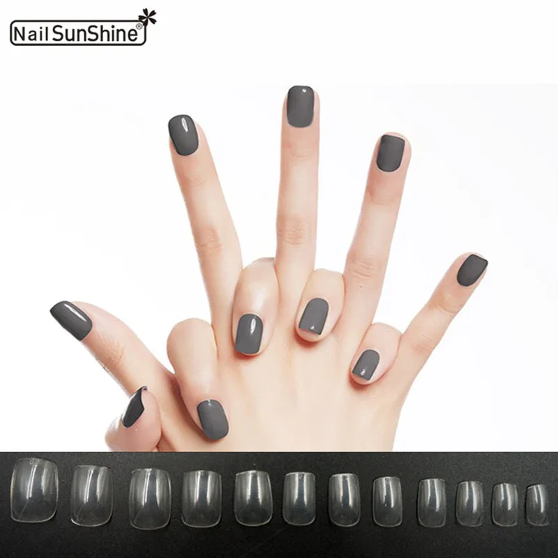 Милые накладные ногти 500 шт Nail Art Советы накладные ногти Обнаженная Прозрачный Искусственный акрил Unghie Finte украсить Короткие квадратные конструкции
