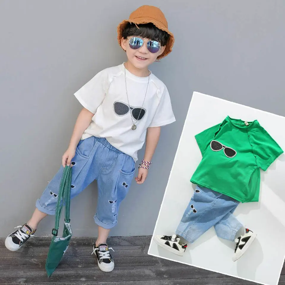 Novelty Style 2019 Kids Clothes Summer Cotton Boys Sets T Shirt + Shorts 2 Pcs/SET Toddler 3 Colors 4 5 6 7 8 9 10 | Детская одежда и