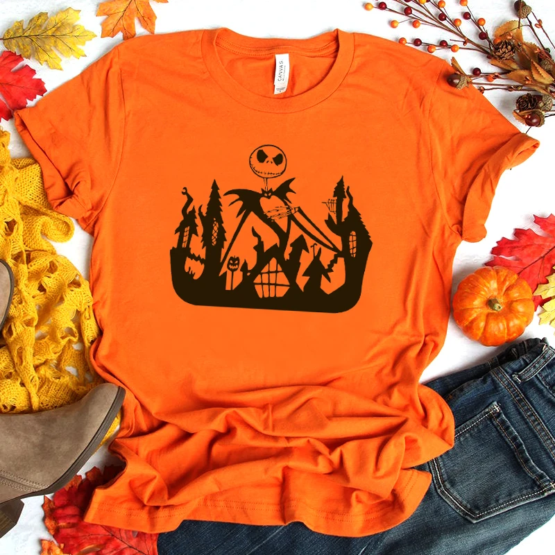 Halloween Festival Graphic Tees Women Skeleton Funny Party T-shirt Pumpkin Streetwear Tshirt Hipster Cotton Tops Drop Shipping