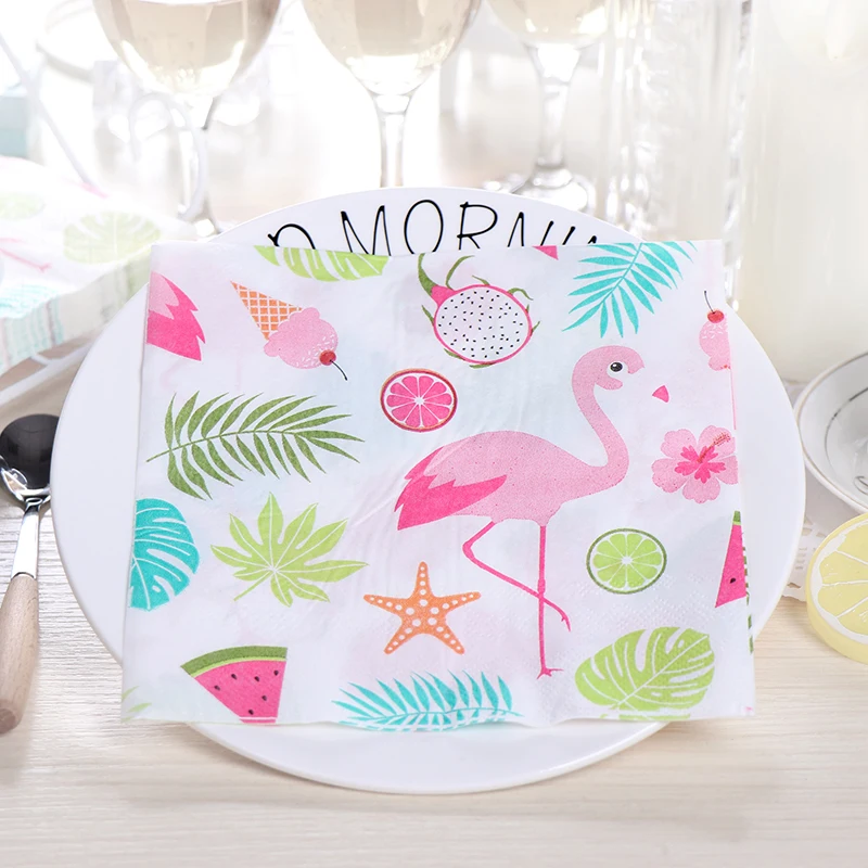 20 винтажных салфеток бумажные салфетки с принтом фламинго цветок питая фрукты