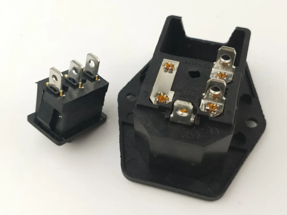 1 шт. с предохранителем 10 А! 3pin Мощность гнездо кулисный переключатель