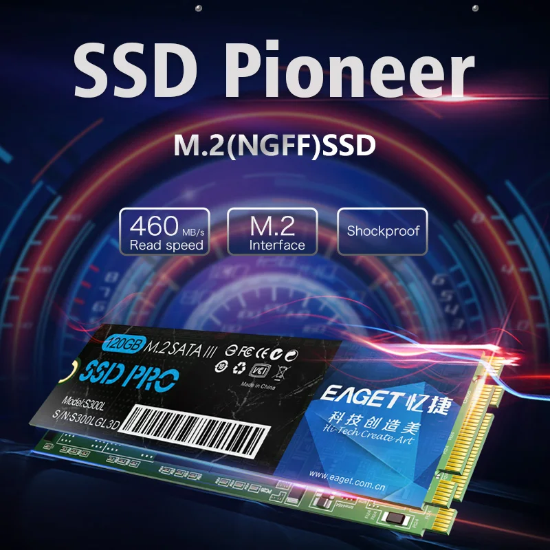 Eaget 22*80 мм SSD 120 ГБ M.2 NGFF SATA III Внутренний твердотельный диск 3 0 HD HDD для ультрабук
