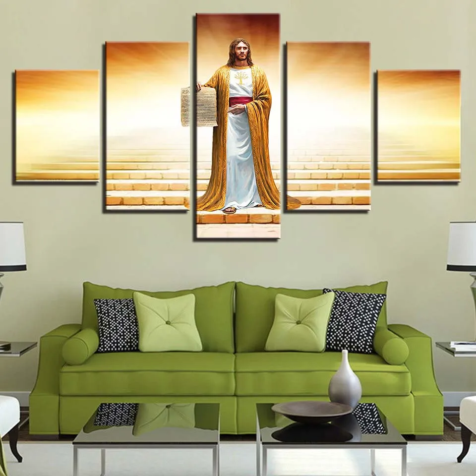 

Canvas Painting HD Prints Home Decor 5 Pieces Wall Art Jesus Statue Modular Bedside Background Pictures Artwork Creative Poster