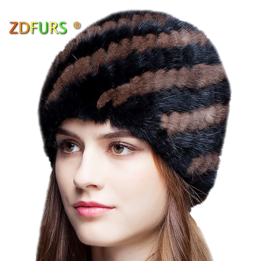 ZDFURS * теплый зимний головной убор для Для женщин из натурального меха норки