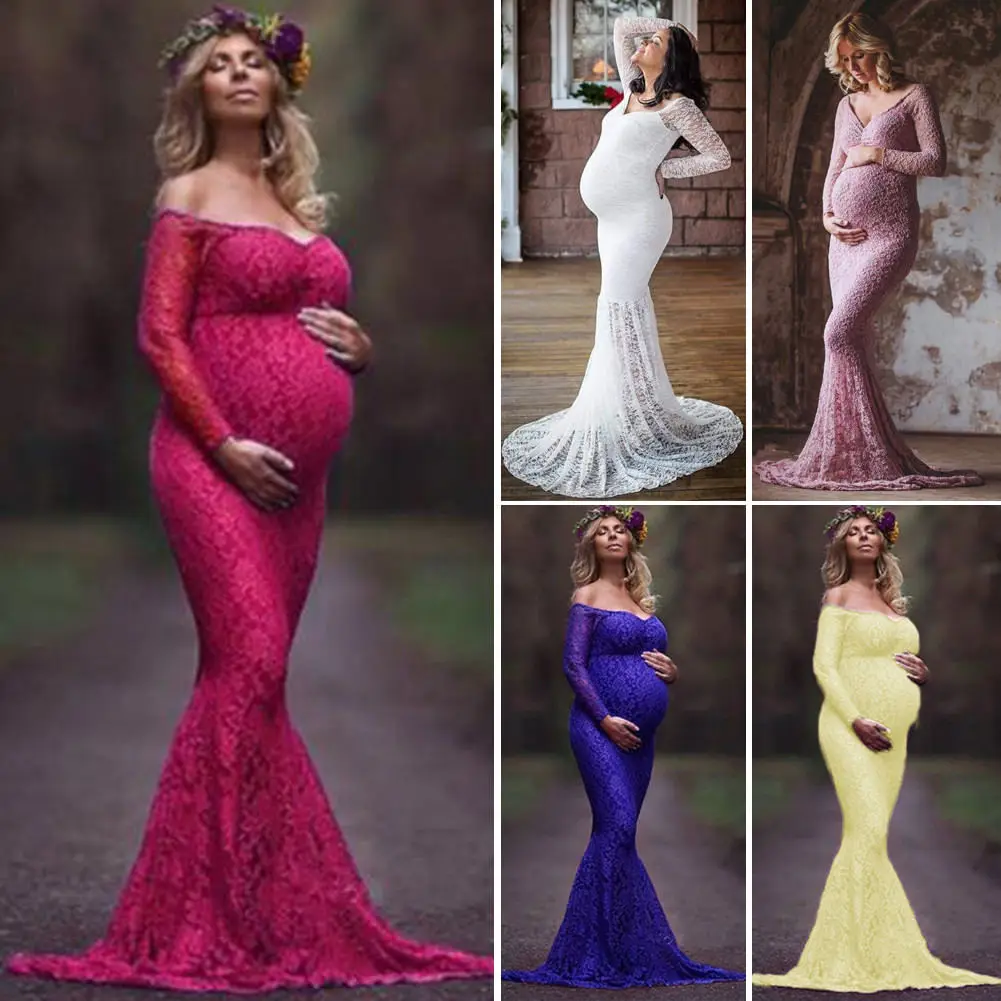 Новинка 2018 кружевное платье макси для беременных женщин фотореквизит с длинным