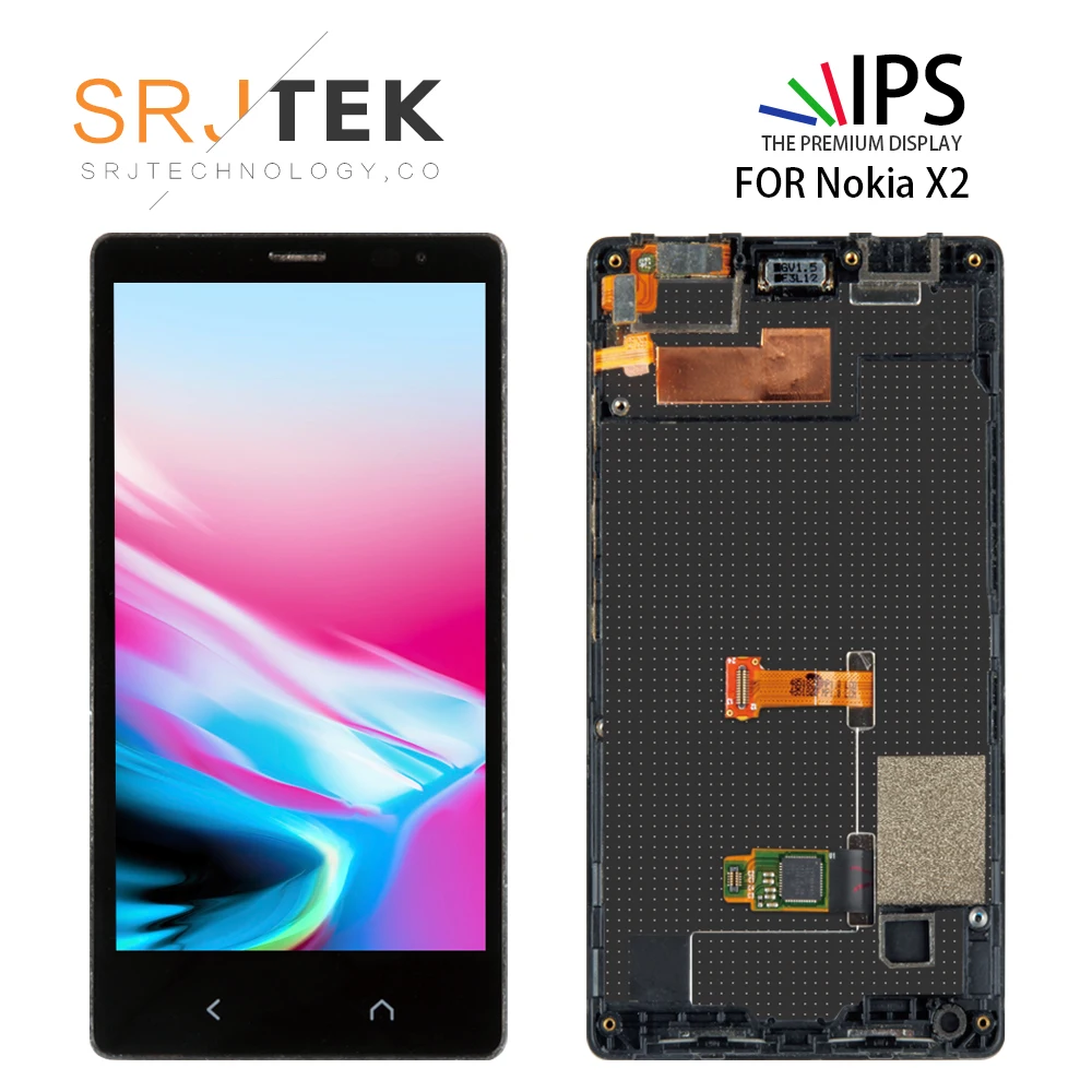 Srjtek 4.3&quot LCD For Nokia X2 Dual SIM Touch Screen RM-1013 X2DS Digitizer with Frame Replacement Parts 800*480 | Мобильные