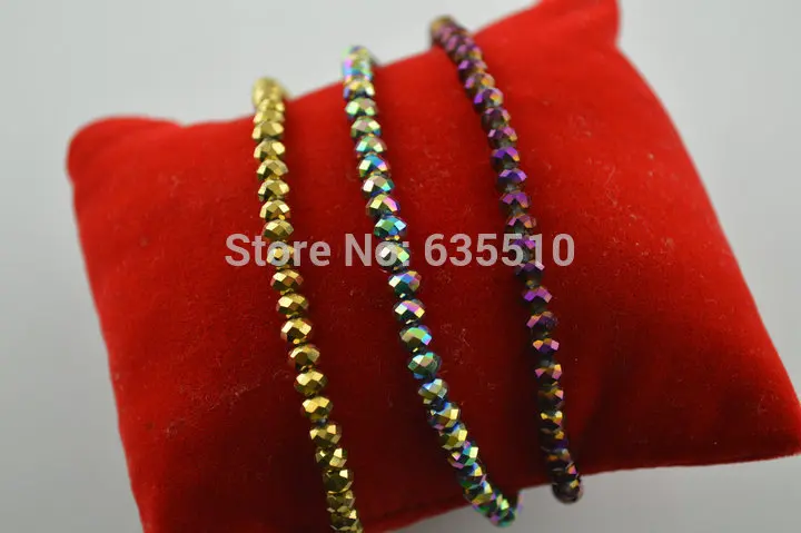 Рекламный товар 3 шт. растягивающиеся браслеты цвета металлик 4 мм стеклянные