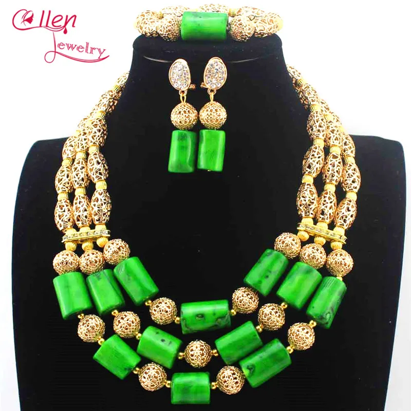 Естественный Зеленый Коралловые нигерийской свадьбы Африканский Бусины