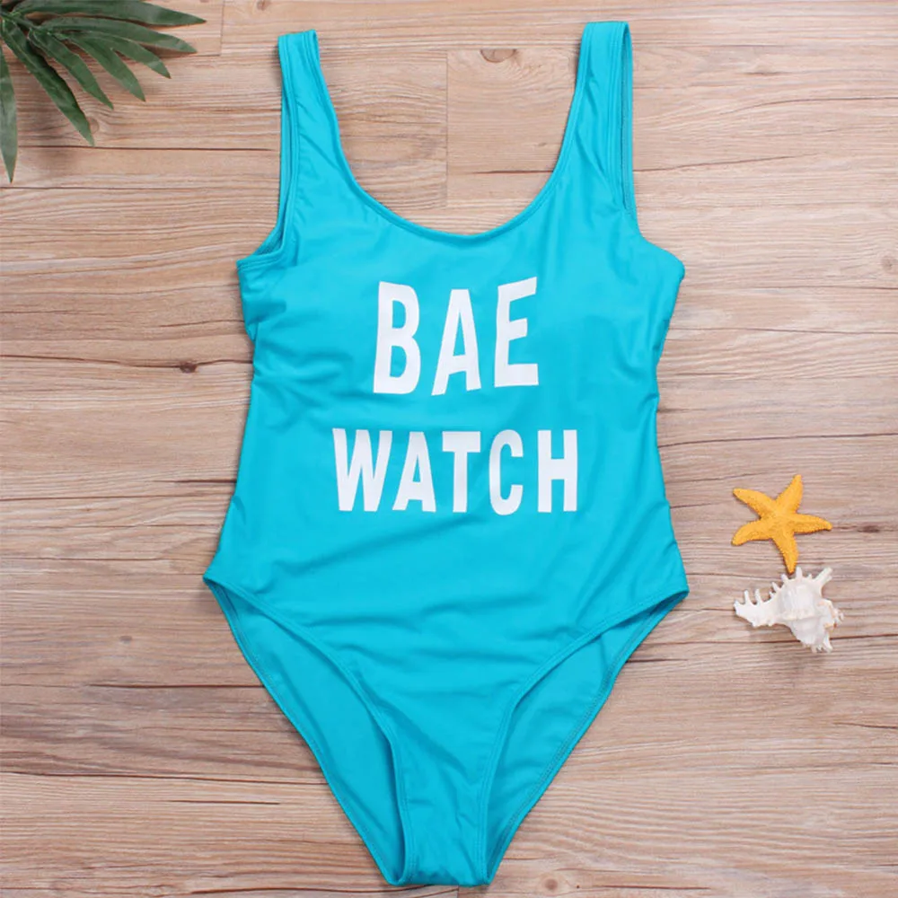 Сексуальный 2019 женский сплошной цвет купальник с принтом в виде надписи Цельный
