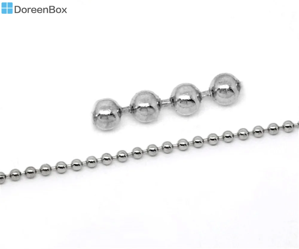 Doreen Box милый серебристый цвет гладкие цепи с шариками 2 4 мм 10 м (B10826) | Украшения и