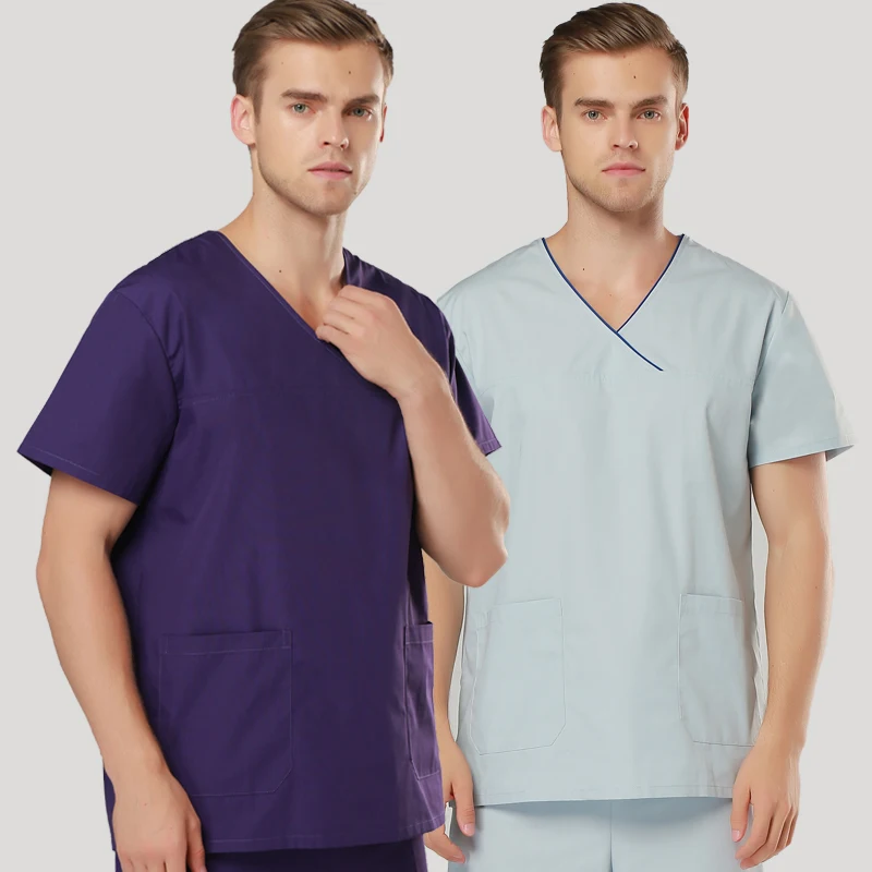 

New Men Women Medical Scrub Sets Hospital Doctor Nurse Uniforms Dental Clinic V neck Short Sleeve Medical Scrubs Nanou 002