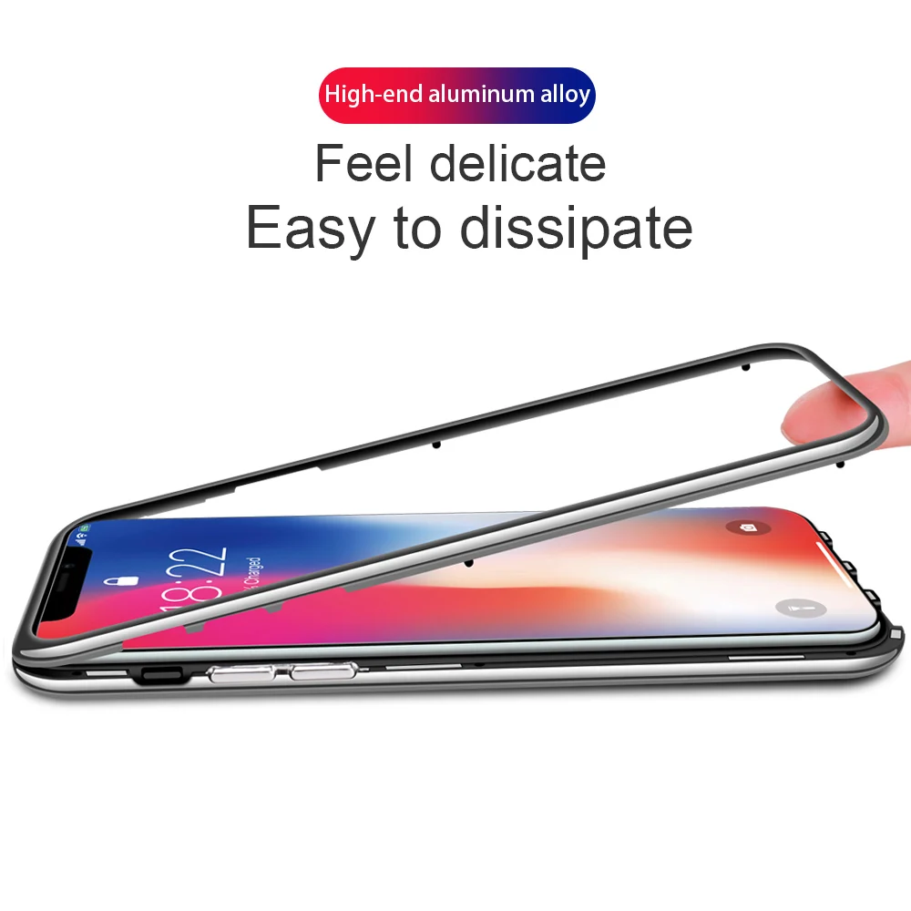 Роскошный Магнитный чехол-книжка для iPhone XS Max XR X 6 7 8 Plus, чехол из закаленного стекла