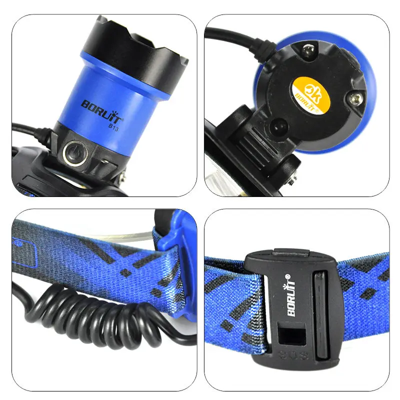 BORUiT B13 Cree XMl-L2 светодиодный налобный фонарь Перезаряжаемые Отдых на природе головной светильник лампа фонарь Перезаряжаемые Linterna фонарик с Фонарь велосипедный головной светильник