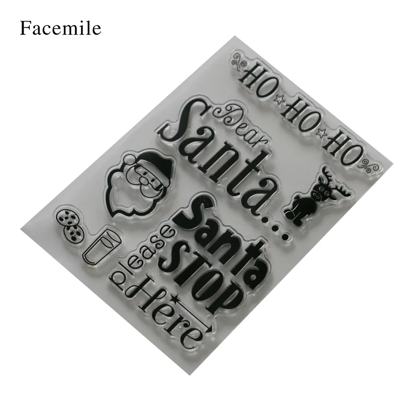 Santa Design Transparent Clear Silicone Stamps for DIY Scrapbooking Kids Christmas Fun Decoration Supplies YS058 Gift | Канцтовары для