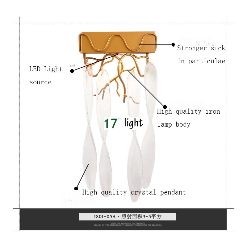 

Creative fashion wall lamp modern style crystal and metal material golden color body for bedroom living room LED lightsource