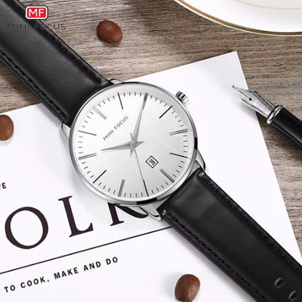 Watches Men 2019 Top Brand Luxury MINI FOCUS Waterproof Leather Watch Mens White Wristwatches Man Minimalist | Наручные часы
