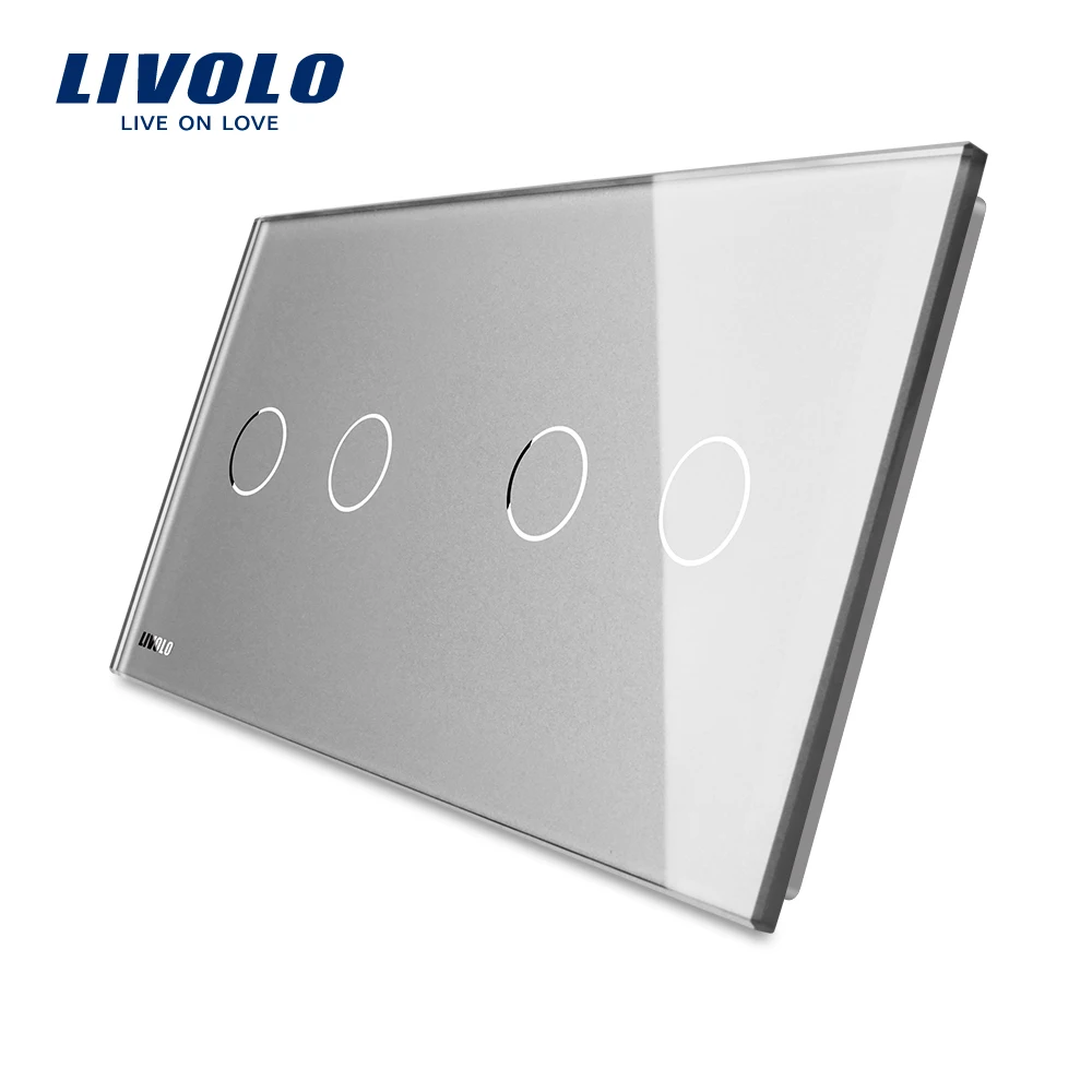 Livolo Роскошный белый жемчуг кристалл стекло VL C7 C2 мм * 80 стандарт ЕС двойной панель