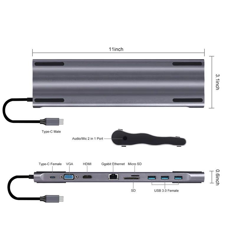 USB C ноутбук док-станция 3 0 VGA RJ45 PD совместимому с HDMI концентратор для ноутбука Macbook