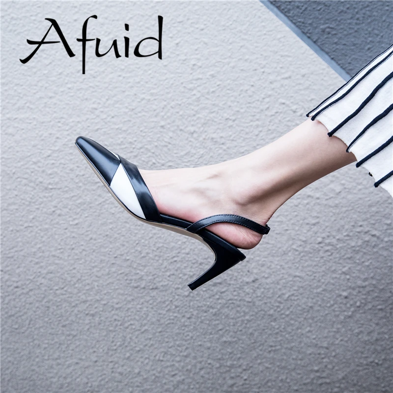 Afuid Женские босоножки из натуральной кожи Летние сандалии на высоком каблуке