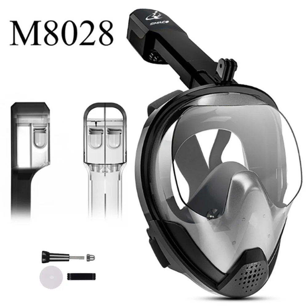 M8028 Black Новая Smaco маска для подводного плавания с полным лицом, набор для подводного плавания, тренировочная маска для подводного плавания Mergulho, маска для подводного плавания для камеры Gopro - Цвет: M8028 Black