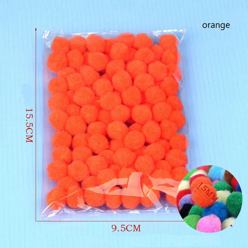 orange 100 шт. 15 мм с бубоном, меховые плюшевыми бубонами для домашнего декора цветы интеллект Обучающие промыслы игрушка «Сделай Сам аксессуары венки одежды 8 - Цвет: orange