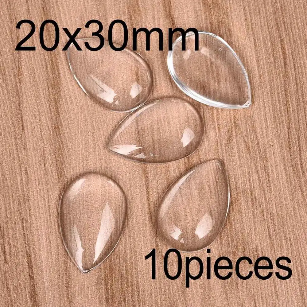 Drop 20x30mm 10pcs Круглые прозрачные кабошоны овальные квадратные сердца с плоской задней частью прозрачное стекло для ювелирных изделий ручной работы - Цвет: Drop 20x30mm 10pcs
