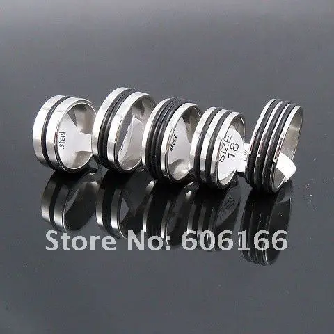 Мужское серебристое резиновое кольцо 7 5 мм кольца из нержавеющей стали модные