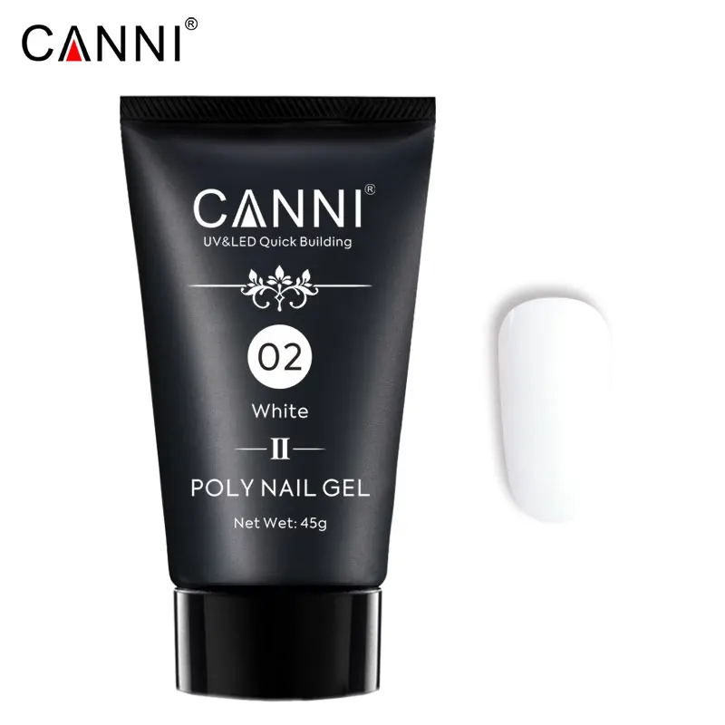 02 CANNI, новинка, продукты для дизайна ногтей, полигель для ногтей, светодиодный, натуральный, прозрачный, Кристальный, акриловый, кумуфлож, прозрачный, удлиненный, полигель - Цвет: 02