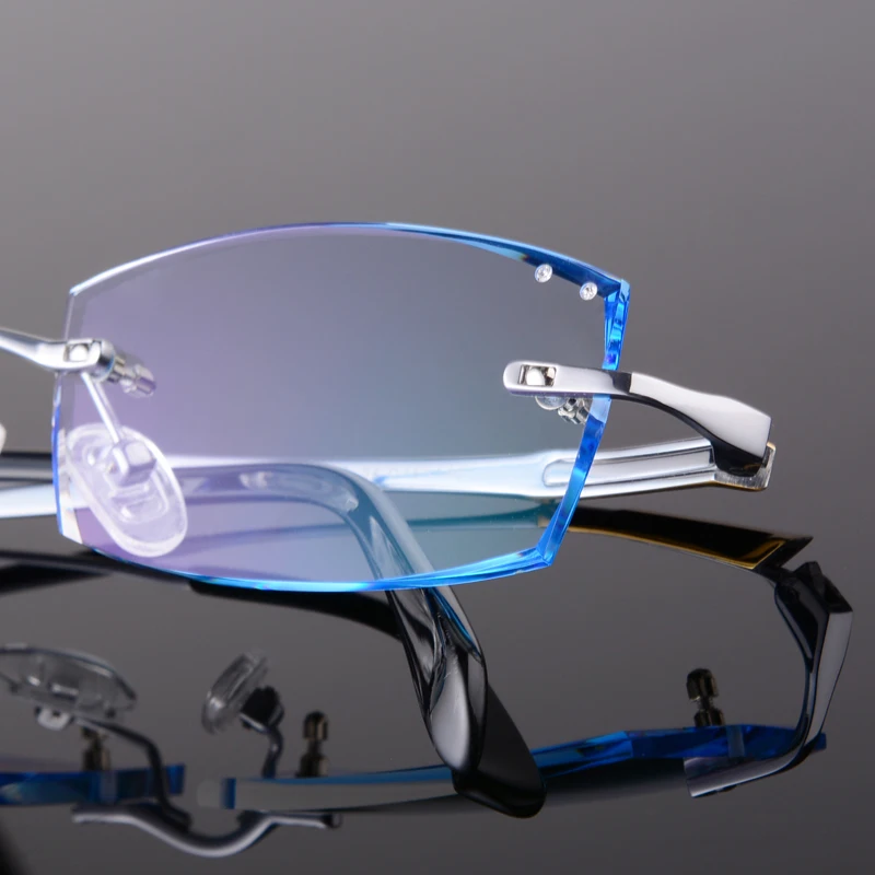 Бесплатная доставка мужские очки по рецепту Модные без оправы с алмазной резкой