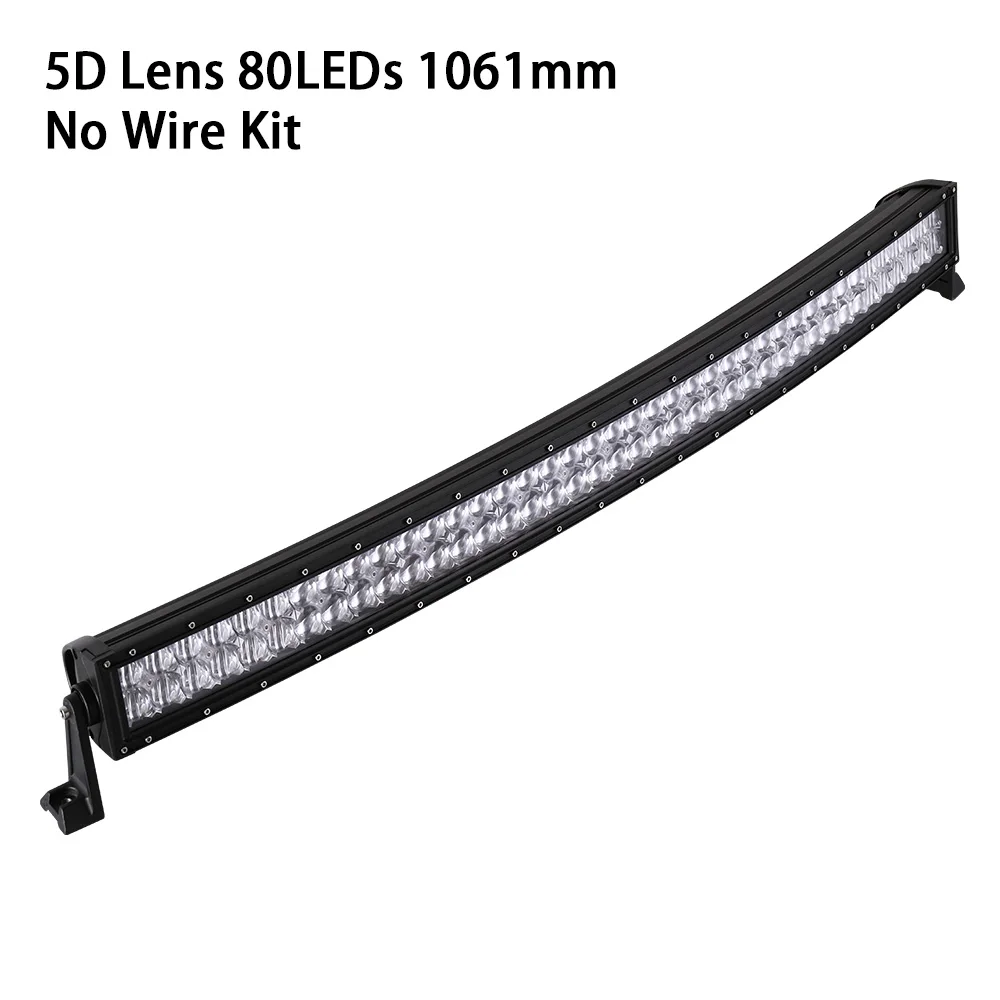42 inch no wire 5D 22 32 42 52 дюймов изогнутый СВЕТОДИОДНЫЙ светильник 12 в 24 в комбинированный луч для бездорожья лодки автомобиля грузовика ATV внедорожник 4WD 4x4 светодиодный Рабочий фонарь - Цвет: 42 inch no wire